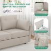 imageNovilla 57quot Linen Loveseat  Small Sofa w 2 Bolster Pillows for Apartment Easy Assembly Beige
