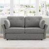 imageNovilla 57quot Loveseat Sofa for Living Room Linen Fabric Upholstered Small Couch With 2 Bolster Pillows for Apartment Bedroom Toolless Assembly Grey