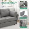 imageNovilla 57quot Loveseat Sofa for Living Room Linen Fabric Upholstered Small Couch With 2 Bolster Pillows for Apartment Bedroom Toolless Assembly Grey