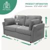 imageNovilla 57quot Loveseat Sofa for Living Room Linen Fabric Upholstered Small Couch With 2 Bolster Pillows for Apartment Bedroom Toolless Assembly Grey