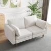 imageNovilla 64quot Loveseat Sofa Comfy Fabric Upholstered Couch White 32quotD x 64quotW x 34quotH 20quot Deep Seats Modern Style