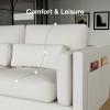 imageNovilla 685 Inch Modern Loveseat Sofa Couches Small Sofa with 2 Waist Pillows Natural Linen Upholstered Couch for Living Room Bedroom and Apartment Solid Wood Frame Easy to Install White