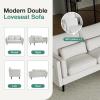 imageNovilla 685 Inch Modern Loveseat Sofa Couches Small Sofa with 2 Waist Pillows Natural Linen Upholstered Couch for Living Room Bedroom and Apartment Solid Wood Frame Easy to Install White