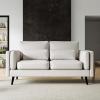 imageNovilla 685 Inch Modern Loveseat Sofa Couches Small Sofa with 2 Waist Pillows Natural Linen Upholstered Couch for Living Room Bedroom and Apartment Solid Wood Frame Easy to Install White