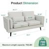 imageNovilla 685 Inch Modern Loveseat Sofa Couches Small Sofa with 2 Waist Pillows Natural Linen Upholstered Couch for Living Room Bedroom and Apartment Solid Wood Frame Easy to Install White