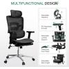 imageNovilla Ergonomic Office Chair  Adjustable Headrest ampamp Lumbar Support 3D Armrest Retractable Footrest Mesh High Back Gaming Chair in GreyBlack