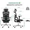 imageNovilla Ergonomic Office Chair  Adjustable Headrest ampamp Lumbar Support 3D Armrest Retractable Footrest Mesh High Back Gaming Chair in GreyBlack