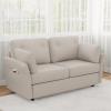 imageNovilla 57quot Linen Loveseat  Small Sofa w 2 Bolster Pillows for Apartment Easy Assembly Beige