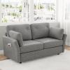 imageNovilla 57quot Loveseat Sofa for Living Room Linen Fabric Upholstered Small Couch With 2 Bolster Pillows for Apartment Bedroom Toolless Assembly Grey