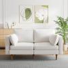 imageNovilla 64quot Loveseat Sofa Comfy Fabric Upholstered Couch White 32quotD x 64quotW x 34quotH 20quot Deep Seats Modern Style