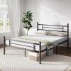 imageNovilla Queen Bed Frame with Headboard and Footboard 14 Inch Metal Platform Bed Frame Queen Size Large Storage Space Strong Metal Slats Support Mattress Foundation No Box Spring Needed
