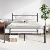 imageNovilla Queen Bed Frame with Headboard and Footboard 14 Inch Metal Platform Bed Frame Queen Size Large Storage Space Strong Metal Slats Support Mattress Foundation No Box Spring Needed