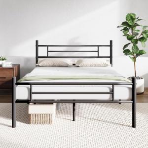 imageNovilla Queen Bed Frame with Headboard and Footboard 14 Inch Metal Platform Bed Frame Queen Size Large Storage Space Strong Metal Slats Support Mattress Foundation No Box Spring Needed