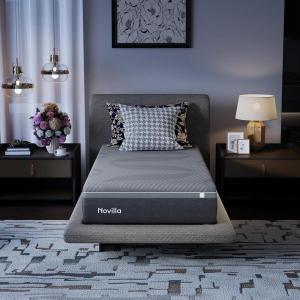 imageNovilla AiryFlow King Size Mattress 14 Inch Gel Memory Foam Mattress King for Cool Night amp Spinal Alignment Pressure Relief amp Motion Isolation Green TeaInfused CertiPURUS Certified Medium FirmGrey