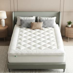 imageNovilla Queen Mattress Topper Extra Thick Pillow Top Mattress Pad Down Alternative Fill Breathable Cotton Cover 821 Deep Pocket Soft Bed Topper for Back Pain ReliefOatmeal