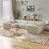 imageNovilla 1177 Modular Sectional Sofa No Assembly Cloud Sectional Couch with Smarts Coil Support Chenille Fabric U Shape Boneless Couch for Living Room Apartment Dark Gray 3 Seat w 2 OttomanBeige
