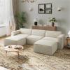 imageNovilla 1177 Modular Sectional Sofa No Assembly Cloud Sectional Couch with Smarts Coil Support Chenille Fabric U Shape Boneless Couch for Living Room Apartment Dark Gray 3 Seat w 2 OttomanBeige