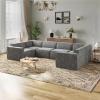 imageNovilla 1177 Modular Sectional Sofa No Assembly Cloud Sectional Couch with Smarts Coil Support Chenille Fabric U Shape Boneless Couch for Living Room Apartment Dark Gray 3 Seat w 2 OttomanDark Gray