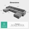 imageNovilla 1177 Modular Sectional Sofa No Assembly Cloud Sectional Couch with Smarts Coil Support Chenille Fabric U Shape Boneless Couch for Living Room Apartment Dark Gray 3 Seat w 2 OttomanDark Gray