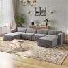 imageNovilla 1177 Modular Sectional Sofa No Assembly Cloud Sectional Couch with Smarts Coil Support Chenille Fabric U Shape Boneless Couch for Living Room Apartment Dark Gray 3 Seat w 2 OttomanDark Gray