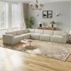 imageNovilla 1177 Modular Sectional Sofa No Assembly Cloud Sectional Couch with Smarts Coil Support Chenille Fabric U Shape Boneless Couch for Living Room Apartment Dark Gray 3 Seat w 2 OttomanBeige