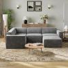 imageNovilla 1177 Modular Sectional Sofa No Assembly Cloud Sectional Couch with Smarts Coil Support Chenille Fabric U Shape Boneless Couch for Living Room Apartment Dark Gray 3 Seat w 2 OttomanDark Gray