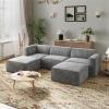 imageNovilla 1177 Modular Sectional Sofa No Assembly Cloud Sectional Couch with Smarts Coil Support Chenille Fabric U Shape Boneless Couch for Living Room Apartment Dark Gray 3 Seat w 2 OttomanDark Gray