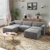 imageNovilla 1177 Modular Sectional Sofa No Assembly Cloud Sectional Couch with Smarts Coil Support Chenille Fabric U Shape Boneless Couch for Living Room Apartment Dark Gray 3 Seat w 2 OttomanDark Gray