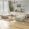 imageNovilla 1177 Modular Sectional Sofa No Assembly Cloud Sectional Couch with Smarts Coil Support Chenille Fabric U Shape Boneless Couch for Living Room Apartment Dark Gray 3 Seat w 2 OttomanBeige