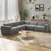imageNovilla 1177 Modular Sectional Sofa No Assembly Cloud Sectional Couch with Smarts Coil Support Chenille Fabric U Shape Boneless Couch for Living Room Apartment Dark Gray 3 Seat w 2 OttomanDark Gray