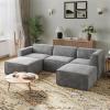 imageNovilla 1177 Modular Sectional Sofa No Assembly Cloud Sectional Couch with Smarts Coil Support Chenille Fabric U Shape Boneless Couch for Living Room Apartment Dark Gray 3 Seat w 2 OttomanDark Gray