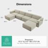 imageNovilla 1177 Modular Sectional Sofa No Assembly Cloud Sectional Couch with Smarts Coil Support Chenille Fabric U Shape Boneless Couch for Living Room Apartment Dark Gray 3 Seat w 2 OttomanBeige