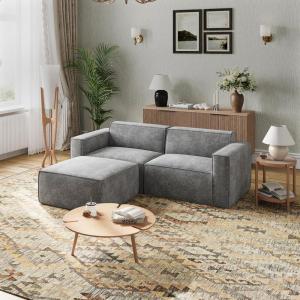imageNovilla 1177 Modular Sectional Sofa No Assembly Cloud Sectional Couch with Smarts Coil Support Chenille Fabric U Shape Boneless Couch for Living Room Apartment Dark Gray 3 Seat w 2 OttomanDark Gray