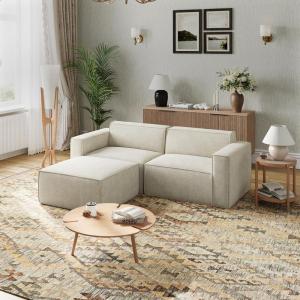 imageNovilla 1177 Modular Sectional Sofa No Assembly Cloud Sectional Couch with Smarts Coil Support Chenille Fabric U Shape Boneless Couch for Living Room Apartment Dark Gray 3 Seat w 2 OttomanBeige