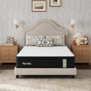 imageNovilla 12 Inch Queen Mattress Cooling Queen Hybrid Mattress with Upgraded Individual Coils amp Gel Memory Foam Enhanced Support Reinforced Edge Motion Isolation Pressure Relief CertiPURUSFull