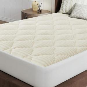 imageNovilla Full Flannel Mattress Topper Ultra Soft Faux Fur Mattress Pad with Deep Pocket Quilted Thickened Warm Bed Topper for Winter Fits 821 Mattress Machine Washable WhiteWhite