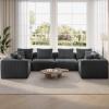 imageNovilla 106 Modular Sectional Sofa Modern Cloud Sectional Couch with Smarts Coil Support LShape Boneless Couch for Living Room Apartments Bedroom No Assembly Required 3 Seat w 1 OttomanDark Gray