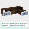imageNovilla 106 Modular Sectional Sofa Modern Cloud Sectional Couch with Smarts Coil Support LShape Boneless Couch for Living Room Apartments Bedroom No Assembly Required 3 Seat w 1 OttomanBrown