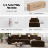 imageNovilla 106 Modular Sectional Sofa Modern Cloud Sectional Couch with Smarts Coil Support LShape Boneless Couch for Living Room Apartments Bedroom No Assembly Required 3 Seat w 1 OttomanBrown