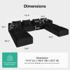 imageNovilla 106 Modular Sectional Sofa Modern Cloud Sectional Couch with Smarts Coil Support LShape Boneless Couch for Living Room Apartments Bedroom No Assembly Required 3 Seat w 1 OttomanBlack