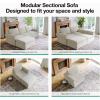 imageNovilla 108 Modular Sectional Sofa Modular Sectional Couches for Living Room Bedroom Chenille Removable Cover Cloud Couch with Smarts Coil Support LShaped CouchDark Grey 3 Seater  1 OttomanBeige