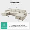 imageNovilla 108 Modular Sectional Sofa Modular Sectional Couches for Living Room Bedroom Chenille Removable Cover Cloud Couch with Smarts Coil Support LShaped CouchDark Grey 3 Seater  1 OttomanBeige
