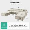 imageNovilla 108 Modular Sectional Sofa Modular Sectional Couches for Living Room Bedroom Chenille Removable Cover Cloud Couch with Smarts Coil Support LShaped CouchDark Grey 3 Seater  1 OttomanBeige