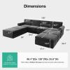 imageNovilla 108 Modular Sectional Sofa Modular Sectional Couches for Living Room Bedroom Chenille Removable Cover Cloud Couch with Smarts Coil Support LShaped CouchDark Grey 3 Seater  1 OttomanDark Grey