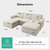 imageNovilla 108 Modular Sectional Sofa Modular Sectional Couches for Living Room Bedroom Chenille Removable Cover Cloud Couch with Smarts Coil Support LShaped CouchDark Grey 3 Seater  1 OttomanBeige