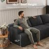 imageNovilla LShape Sectional Couches for Living Room with Smarts Coil Support 3 Seater Sectional Sofas for Living Room Bedroom Corduroy Cloud Couch Sectional No AssemblyBeige Right Hand FacingDark Grey