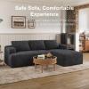 imageNovilla LShape Sectional Couches for Living Room with Smarts Coil Support 3 Seater Sectional Sofas for Living Room Bedroom Corduroy Cloud Couch Sectional No AssemblyBeige Right Hand FacingDark Grey