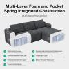 imageNovilla LShape Sectional Couches for Living Room with Smarts Coil Support 3 Seater Sectional Sofas for Living Room Bedroom Corduroy Cloud Couch Sectional No AssemblyBeige Right Hand FacingDark Grey