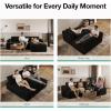 imageNovilla LShape Sectional Couches for Living Room with Smarts Coil Support 3 Seater Sectional Sofas for Living Room Bedroom Corduroy Cloud Couch Sectional No AssemblyBeige Right Hand FacingBlack