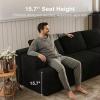 imageNovilla LShape Sectional Couches for Living Room with Smarts Coil Support 3 Seater Sectional Sofas for Living Room Bedroom Corduroy Cloud Couch Sectional No AssemblyBeige Right Hand FacingBlack